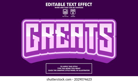 Editable text effect style esport greats