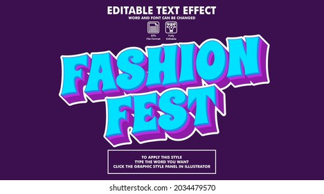 Editable text effect style fashion fest