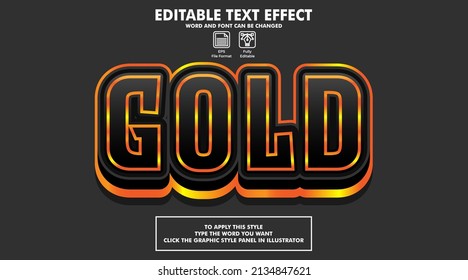 Editable text effect style gold