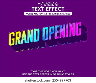 Editable text effect style grand opening theme