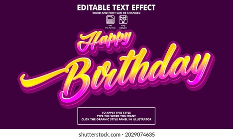 Editable Text Effect Style Happy Birthday