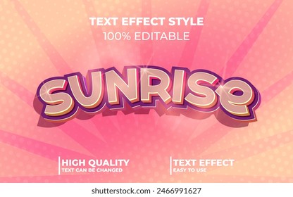 Editable Text Effect style. Lettering graphic style. Sunrise text