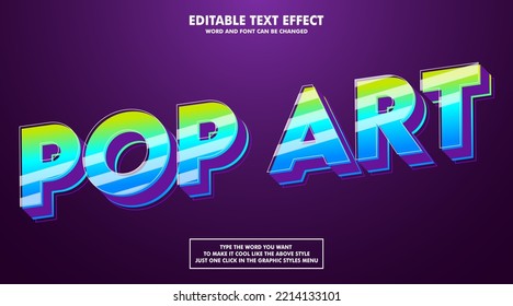 Editable text effect style pop art