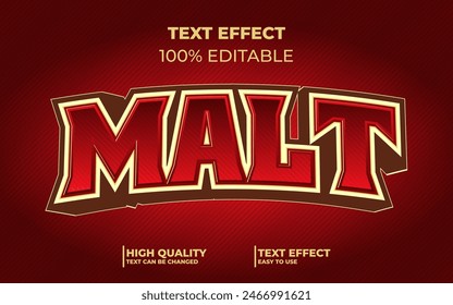 Editable Text Effect style, Retro Vintage. Lettering graphic style. Malt text