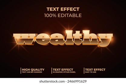 Editable Text Effect style, Retro Vintage graphic style. Wealthy text