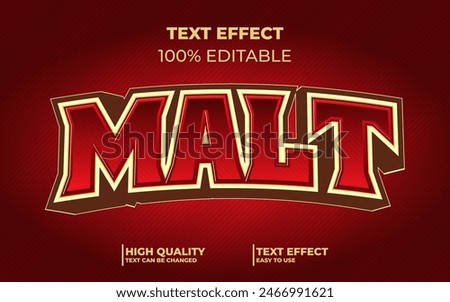 Editable Text Effect style, Retro Vintage. Lettering graphic style. Malt text
