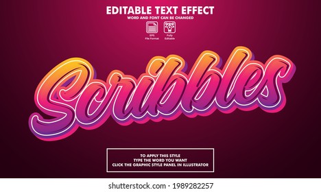 Editable text effect style scribbles