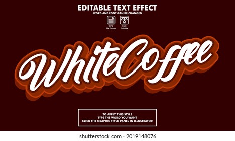 Editable text effect style white coffee