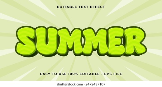 Editable text effect summer 3d Trendy Cartoon template style premium vector