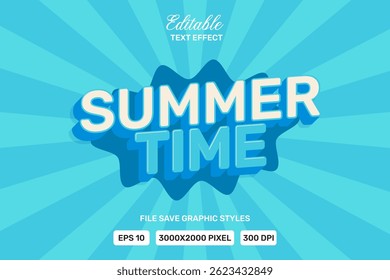 Editable text effect summer 3d  template style premium vector