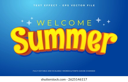 Editable text effect summer with 3d lettering style