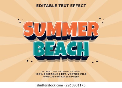 Editable text effect Summer Beach 3d Vintage template style premium vector