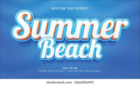 Editable text effect summer beach 3d style premium vector 
