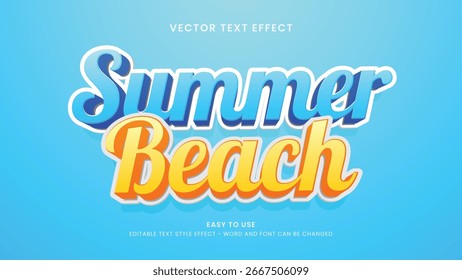 Editable text effect summer beach 3d style premium vector 