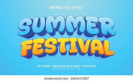 Editable text effect summer festival  3d style premium vector