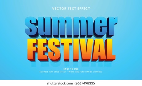Efeito de texto editável festival de verão estilo 3d vetor premium 