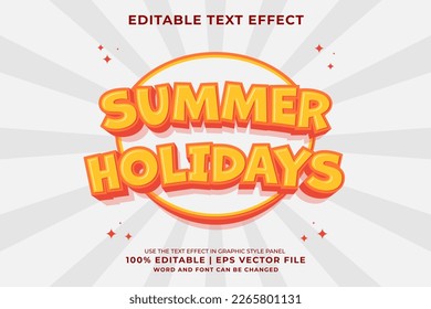 Editable text effect Summer Holiday 3d Vintage template style premium vector