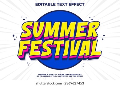 Editable text effect Summer holiday 3d Cartoon template style premium vector