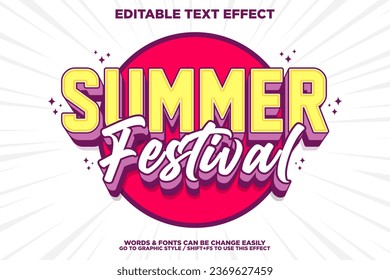 Editable text effect Summer holiday 3d Cartoon template style premium vector