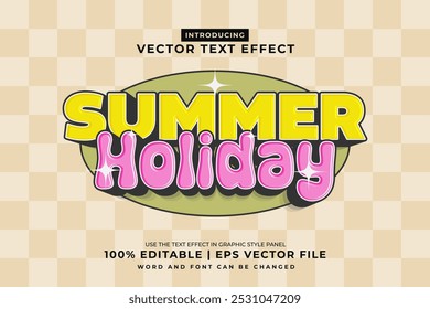 Editable text effect Summer Holiday 3d Cartoon template style premium vector