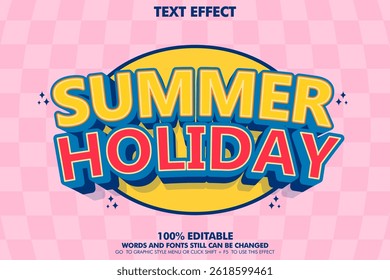 editable text effect summer holiday. 3d cartoon typography tempplate design