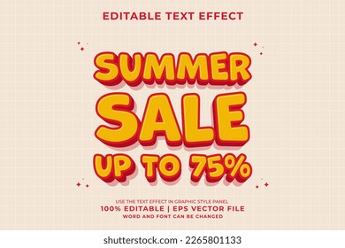Editable text effect Summer Sale 3d Cartoon template style premium vector