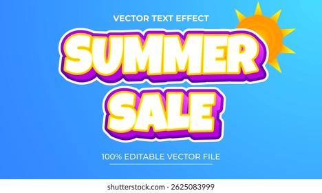 Editable text effect summer sale 3d style on sky background