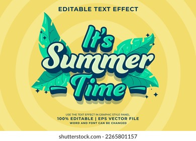 	Editable text effect Summer Time 3d Cartoon template style premium vector