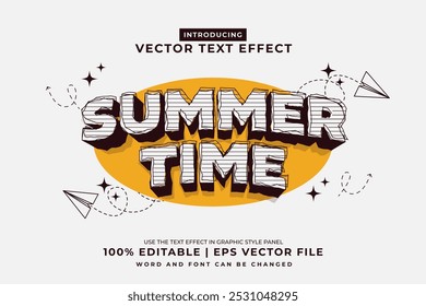 Editable text effect Summer Time 3d Cartoon template style premium vector