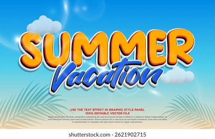 Editable text effect Summer Vacation typography template for happy summer