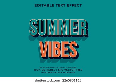 Efecto de texto editable Vibes de verano 3d Estilo de plantilla de cosecha de vintage premium vector