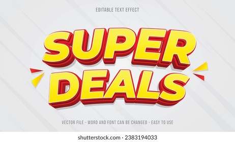 Editable text effect super deals mock up, sale text style suitable for business brand