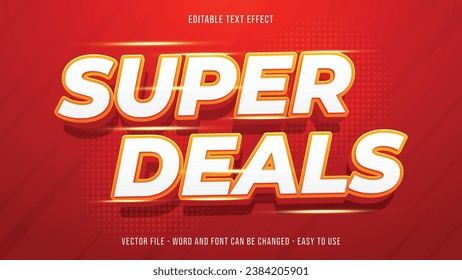 Editable text effect super deals, marketing text style suitable for business brand