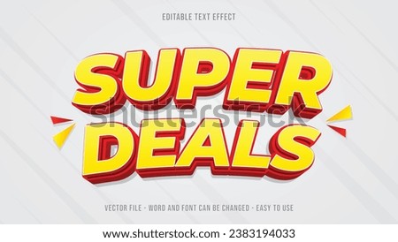 Editable text effect super deals mock up, sale text style suitable for business brand