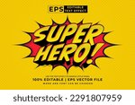 Editable text effect - super hero comic 3d cartoon template style premium vector