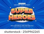 Editable text effect Super Hero 3d Cartoon Comic style premium vector