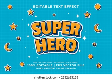 Editierbarer Texteffekt - Super Hero Cartoon Vorlage Premium Vektorgrafik