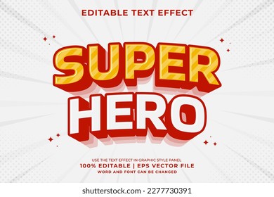 Editable text effect super hero 3d cartoon template style premium vector