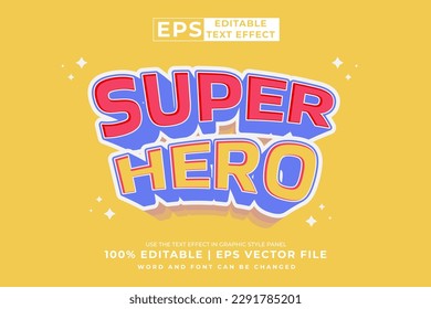 Editierbarer Texteffekt Super Hero 3d Cartoon-Stil Premium-Vektorgrafik