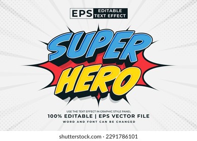 Editable text effect Super Hero Comic 3d cartoon template style premium vector