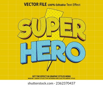 Editable text effect Super hero 3d template style premium vector