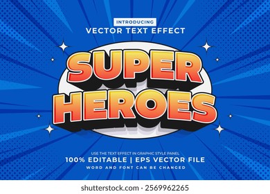 Editable text effect Super Hero 3d Cartoon Comic style premium vector