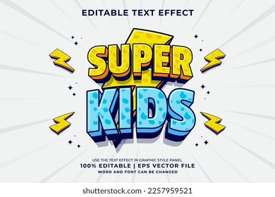 Bearbeitbarer Texteffekt - Super Kids 3d Cartoon Vorlage Premium Vektorgrafik