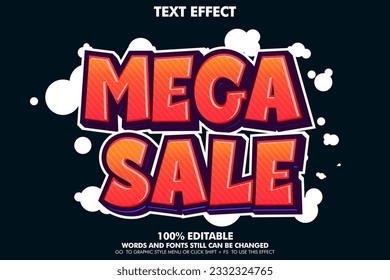 Editable text effect super sale. street art graffiti template with bubble