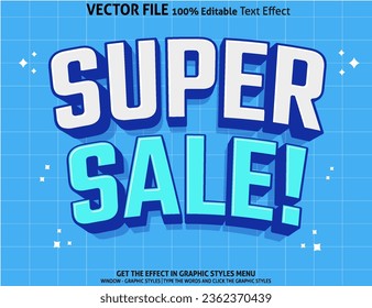 Editable text effect Super sale 3d template style premium vector