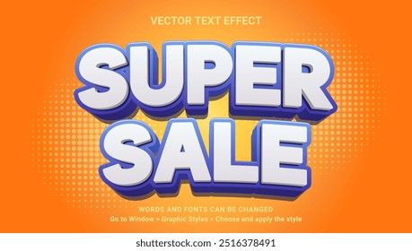 Editable text effect Super Sale 3D Style premium vector template