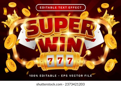 Efecto de texto editable - concepto de estilo 3d del casino super win