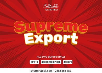 Editable text effect Supreme vector premium template back.