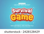 Editable text effect Survival Game 3d cartoon template style premium vector
