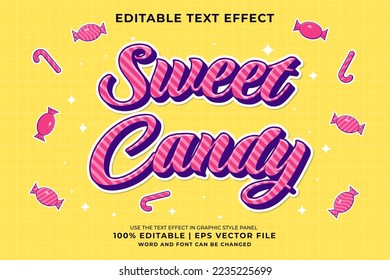 Editable text effect - Sweet Candy Cartoon template style premium vector